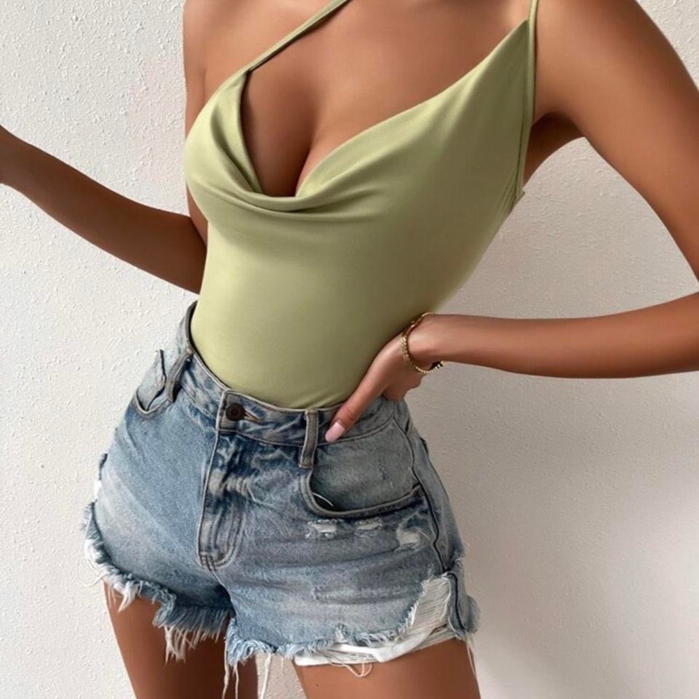 Green‎ Asymmetrical Bodysuit